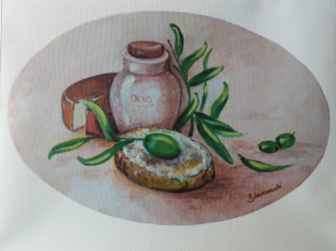 Opera d&apos;arte: Con un filo d'olio sulla tela - Baccanale 2024 di Patrizia Marocchi